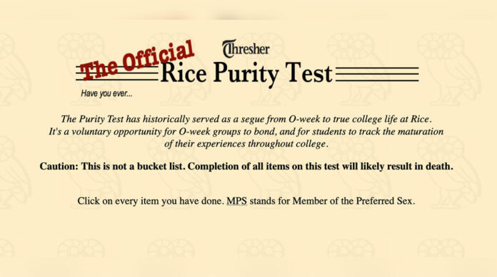 rice purity test for 13 year olds